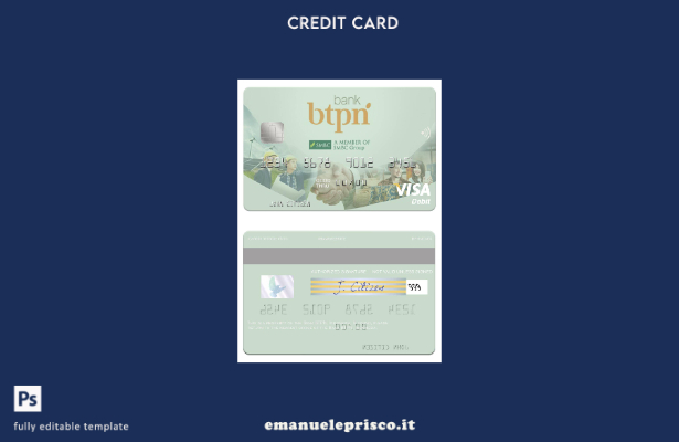 modello di carta di debito visto Indonesia Bank BTPN in stile verificato